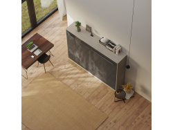 SMARTBett Schrankbett Standard 140x200 Horizontal Beton/Anthrazit Hochglanz mit Gasdruckfedern