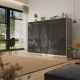 SMARTBett Schrankbett Standard 140x200 Horizontal Beton/Anthrazit Hochglanz mit Gasdruckfedern