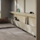 SMARTBett Schrankbett Standard 140x200 Horizontal Beton/Anthrazit Hochglanz mit Gasdruckfedern