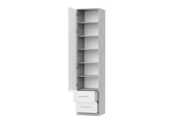 SMARTBett Schrank Kleiderschrank 50cm Beton/Weiss Hochglanz