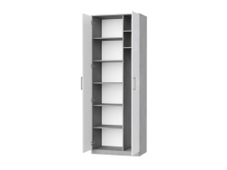 SMARTBett Schrank Kleiderschrank 80cm 2 Türen Beton/ Weiß Hochglanz