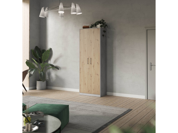 SMARTBett cabinet wardrobe filing cabinet 80cm 2 doors concrete / wild oak