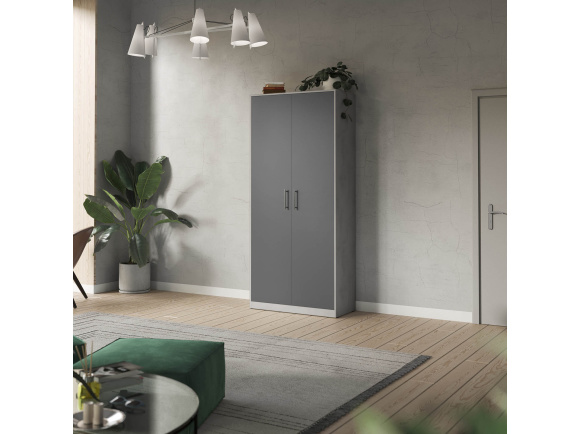 SMARTBett cabinet wardrobe filing cabinet 100cm 2 doors concrete/anthracite