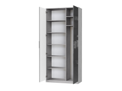 SMARTBett Schrank Kleiderschrank Aktenschrank 100cm 2-türig Beton/Anthrazit Hochglanz