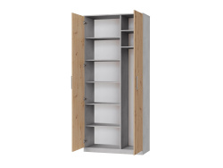SMARTBett cabinet wardrobe filing cabinet 100cm 2-door Concrete/Wild oak