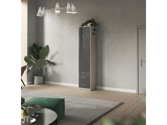 SMARTBETT SCHRANK 50 CM EICHE SONOMA/ ANTHRAZIT HOCHGLANZ