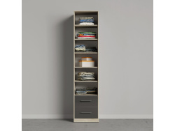 SMARTBett Schrank Kleiderschrank 1-türig zum 160-Schrankbett in Eiche Sonoma/Anthrazit Hochglanz