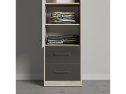 SMARTBett Schrank Kleiderschrank 1-türig zum 160-Schrankbett in Eiche Sonoma/Anthrazit Hochglanz