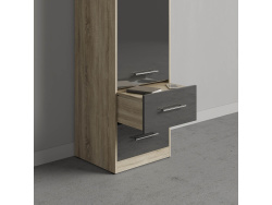 SMARTBett Schrank Kleiderschrank 1-türig zum 160-Schrankbett in Eiche Sonoma/Anthrazit Hochglanz