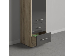 SMARTBett Schrank Kleiderschrank 1-türig zum 160-Schrankbett in Eiche Sonoma/Anthrazit Hochglanz