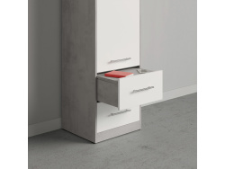SMARTBett Wohnwand Set mit Schrankbett Standard 140x200 Vertikal + 2 x 50-Schränke Beton/Weiß