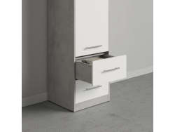 SMARTBett Wohnwand Set mit Schrankbett Standard 140x200 Vertikal + 2 x 50-Schränke Beton/Weiß