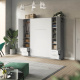 SMARTBett Wohnwand Set mit Schrankbett Standard 140x200 Vertikal + 2 x 50-Schränke Beton/Weiß