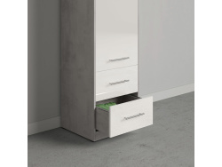 SMARTBett wall unit set with wall bed standard 140x200 vertical + 2 x 50 wardrobes Concrete /White high gloss