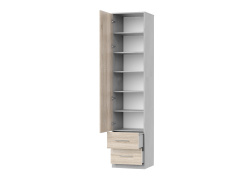SMARTBett Wohnwand Set mit Schrankbett Standard 140x200 Vertikal + 2 x 50-Schränke Beton/ Eiche Sonoma