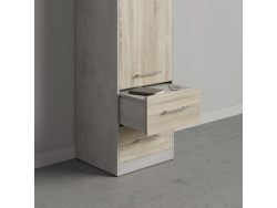 SMARTBett Wohnwand Set mit Schrankbett Standard 140x200 Vertikal + 2 x 50-Schränke Beton/ Eiche Sonoma