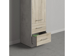 SMARTBett Wohnwand Set mit Schrankbett Standard 140x200 Vertikal + 2 x 50-Schränke Beton/ Eiche Sonoma