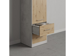 SMARTBett Wohnwand Set mit Schrankbett Standard 140x200 Vertikal + 2 x 50-Schränke Beton/ Wildeiche