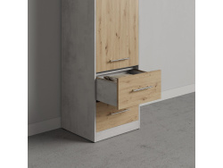 SMARTBett Wohnwand Set mit Schrankbett Standard 140x200 Vertikal + 2 x 50-Schränke Beton/ Wildeiche
