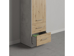 SMARTBett Wohnwand Set mit Schrankbett Standard 140x200 Vertikal + 2 x 50-Schränke Beton/ Wildeiche