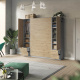 SMARTBett Wohnwand Set mit Schrankbett Standard 140x200 Vertikal + 2 x 50-Schränke Beton/ Wildeiche