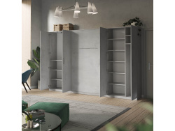 SMARTBett Wohnwand Set mit Schrankbett Standard 140x200 Vertikal + 2 x100-Schränke Beton/ Beton
