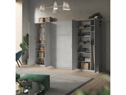 SMARTBett Wohnwand Set mit Schrankbett Standard 140x200 Vertikal + 2 x100-Schränke Beton/ Beton