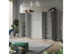 SMARTBett Wohnwand Set mit Schrankbett Standard 140x200 Vertikal + 2 x 80-Schränke Beton/ Beton
