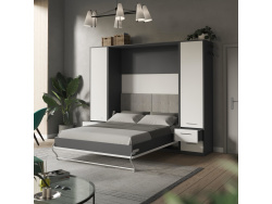 SMARTBett wall unit set with wall bed standard 160x200 vertical + 2 x 50 cupboards in different colors