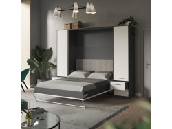 SMARTBett wall unit set with wall bed standard 160x200 vertical + 2 x 50 cupboards in different colors