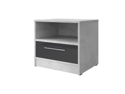 Nachttisch Standard 45 cm mit einer Schublade Beton/Anthrazit Hochglanz