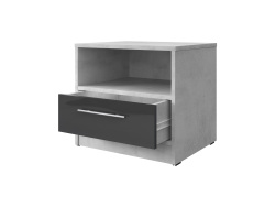 Nachttisch Standard 45 cm mit einer Schublade Beton/Anthrazit Hochglanz