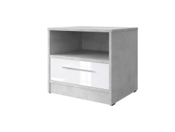 Bedside table Basic / Standard with a drawer Concrete /white high gloss