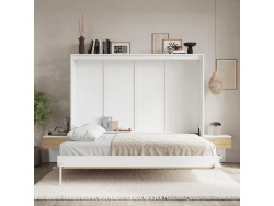 SMARTBett Set 160-Schrankbett Horizontal CLASSIC mit 2 Nachtkonsolen