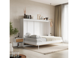 SMARTBett Set 140-Schrankbett Horizontal CLASSIC mit 2 Nachtkonsolen