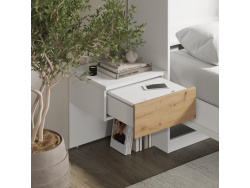 SMARTBett Set 140-Schrankbett Horizontal CLASSIC mit 2 Nachtkonsolen