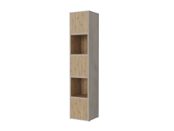 SMARTBett Shelf + 3 doors and 2 cubes in different colors - Shelf Concrete + 3 Doors and 2 Cubes Wild Oak