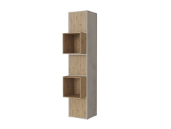 SMARTBett Shelf + 3 doors and 2 cubes in different colors - Shelf Concrete + 3 Doors and 2 Cubes Wild Oak