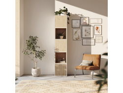 SMARTBett Shelf + 3 doors and 2 cubes in different colors - Shelf Concrete + 3 Doors and 2 Cubes Wild Oak