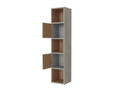 SMARTBett Shelf + 2 doors and 3 cubes in different colors - Shelf Concrete + 2 Doors and 3 Cubes Wild Oak