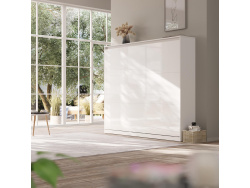 SMARTBett Schrankbett Classic 160x200cm Horizontal Weiss mit Weiss Hochglanzfront