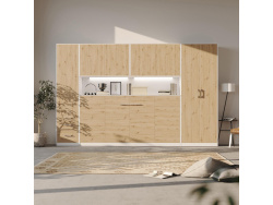 SMARTBett Wall Cupboard for 90 & 120 Wall Bed Horizontal Standard White Wild Oak