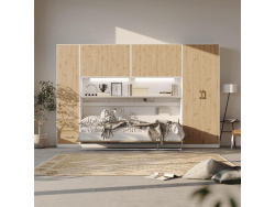 SMARTBett Wall Cupboard for 90 & 120 Wall Bed Horizontal Standard White Wild Oak