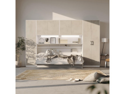 SMARTBett Wall Cupboard for 90 & 120 Wall Bed Horizontal Standard White Concrete