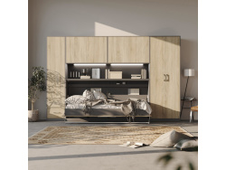 SMARTBett Wall Cupboard for 90 & 120 Wall Bed Horizontal Standard Anthracite Oak Sonoma