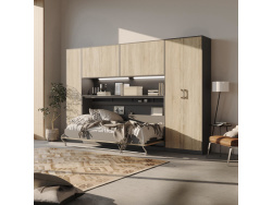 SMARTBett Wall Cupboard for 90 & 120 Wall Bed Horizontal Standard Anthracite Oak Sonoma