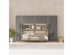 SMARTBett Wall Cupboard for 90 & 120 Wall Bed Horizontal Standard Oak Sonoma Anthracite high gloss