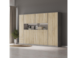 SMARTBett Wall Cupboard for 90 & 120 Wall Bed Horizontal Standard Concrete Oak Sonoma