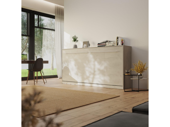 SMARTBett wall unit set with 90 cm wall bed horizontal Youth room Guest room Study concrete/ concrete/ oak Sonoma Classic