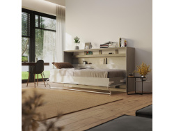 SMARTBett wall unit set with 90 cm wall bed horizontal Youth room Guest room Study concrete/ concrete/ oak Sonoma Classic